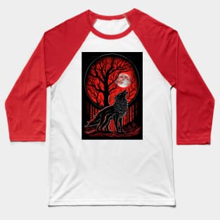 Blood Moon Wolf - Howling Wolf For Wolf Lovers  Howling At The Moon Baseball T-Shirt